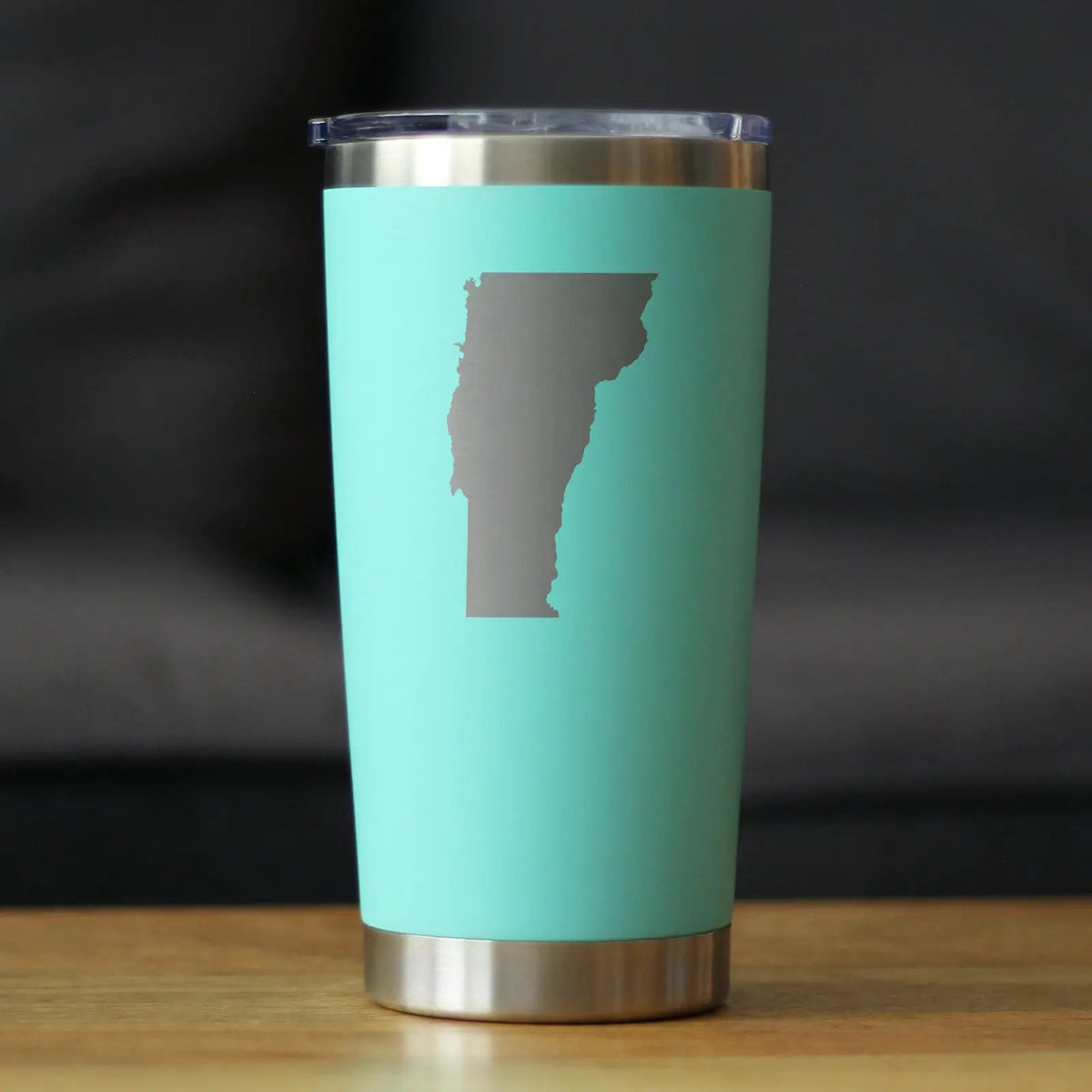 Vermont State Outline Coffee Tumbler | 20 Oz | Double Wall Stainless Steel | Sliding Lid