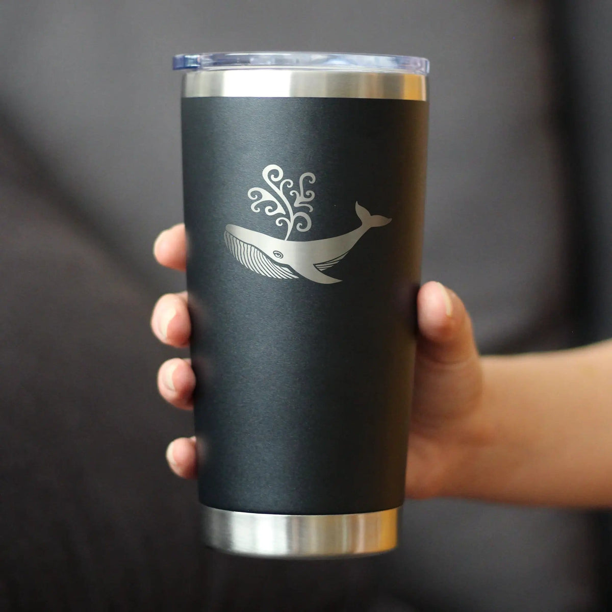 Insulated Coffee Tumbler | 20 oz Stainless Steel | Sliding Lid | Decorative Whale
