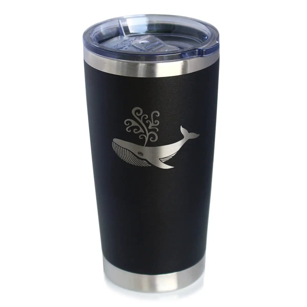 Insulated Coffee Tumbler | 20 oz Stainless Steel | Sliding Lid | Decorative Whale