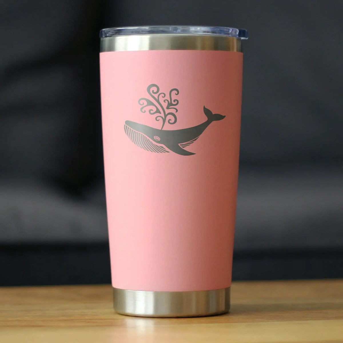 Insulated Coffee Tumbler | 20 oz Stainless Steel | Sliding Lid | Decorative Whale