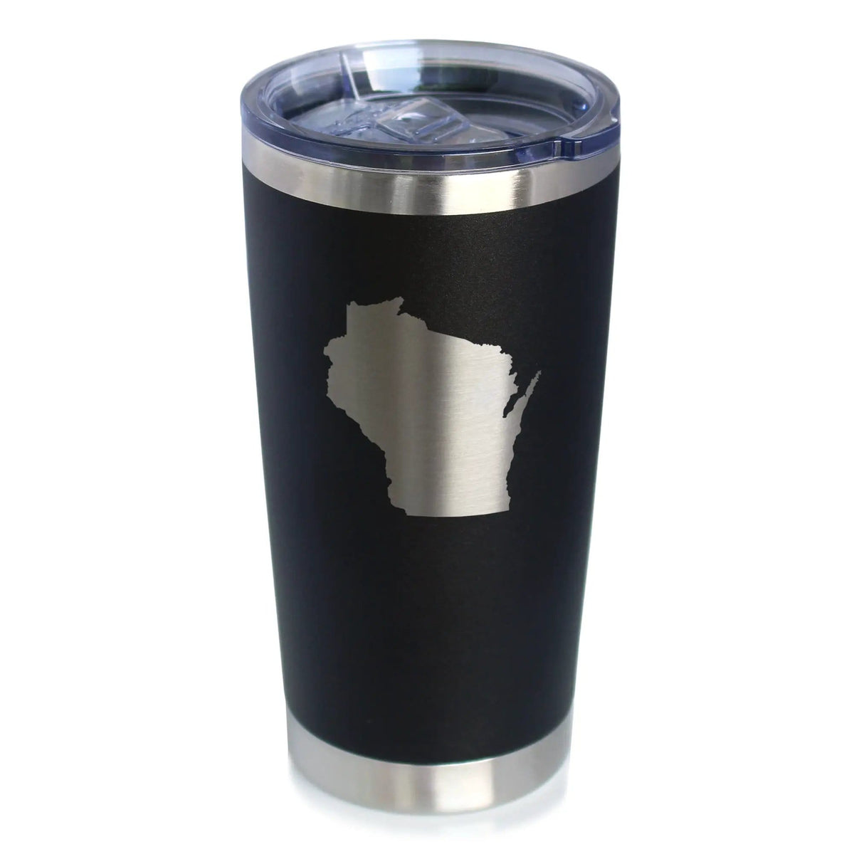 Insulated Coffee Tumbler | 20 oz Stainless Steel | Sliding Lid | Wisconsin State Outline