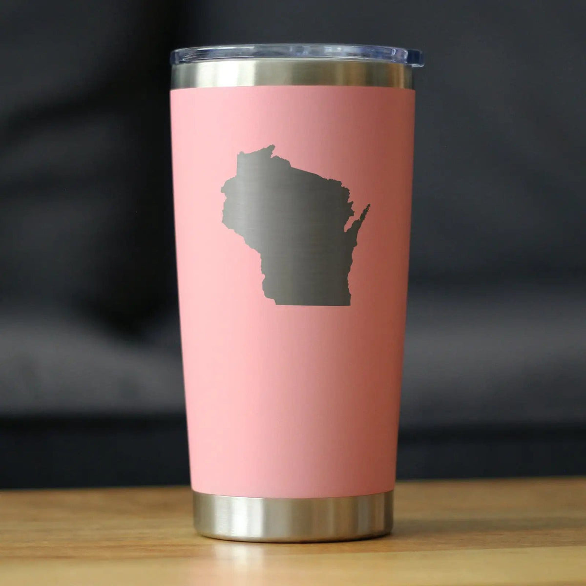 Insulated Coffee Tumbler | 20 oz Stainless Steel | Sliding Lid | Wisconsin State Outline