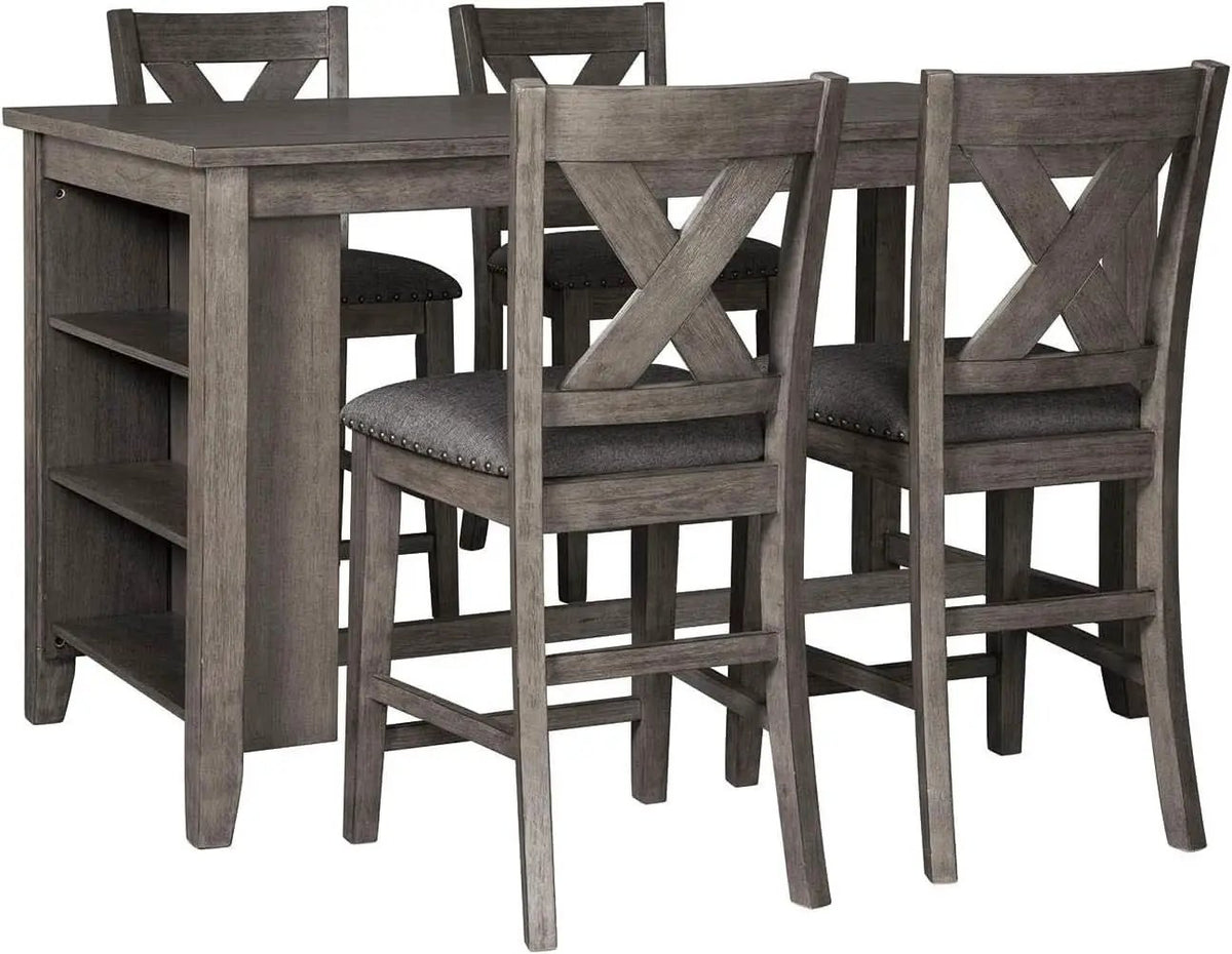 Caitbrook Rustic Counter Height Dining Table With Storage from PriceLows™