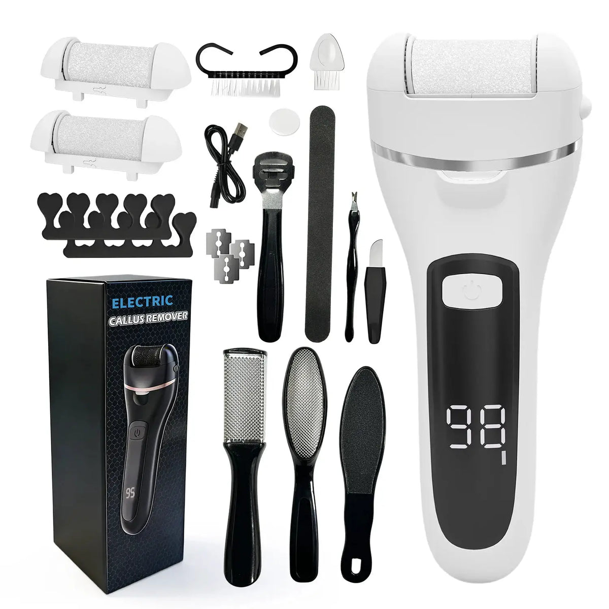 Rechargeable Electric Callus Remover Professional Pedicure Machine Foot File Grinder with 3 Heads for Dead Skin Removal from PriceLows™