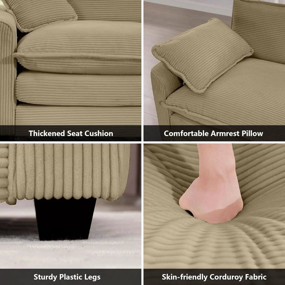 3 Piece Corduroy Sofa Set Camel 3 Seater And 2 Loveseats from PriceLows™