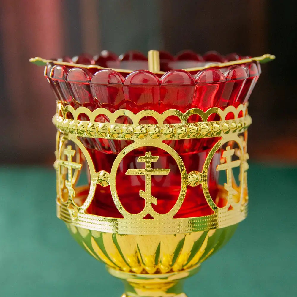 Candle Holders | Antique Gold Red Glass | PriceLows™