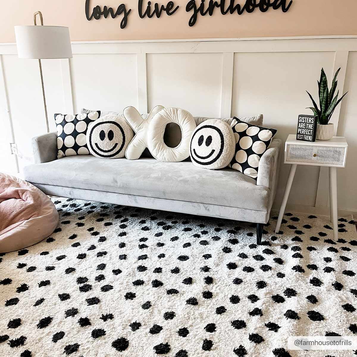 Cansu Black & White Dotted Area Rug from PriceLows™