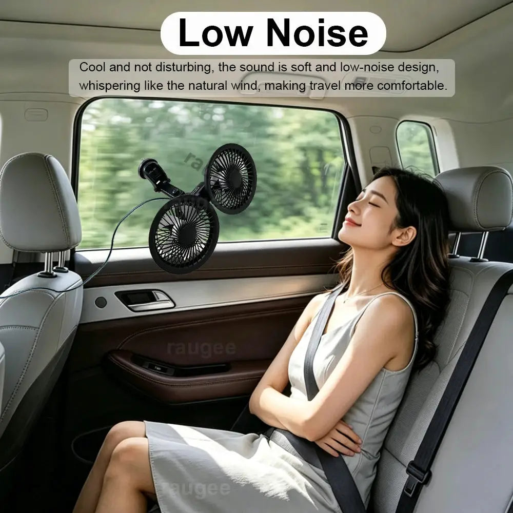 Car Fan | Dual Head USB | 360 Degree Rotatable | One Size from PriceLows™