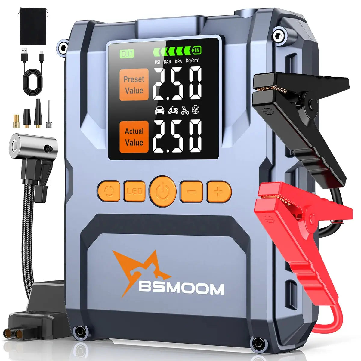 Car Jump Starter | Built In Air Compressor | PriceLows™