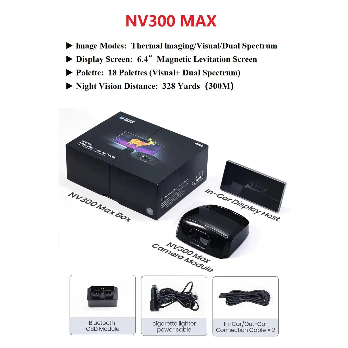 3 Vsion Night Vision Camera for Car 6.4" Screen 512x384 Thermal Imaging Camera Voice Control Video Record,WIFI Support from PriceLows™