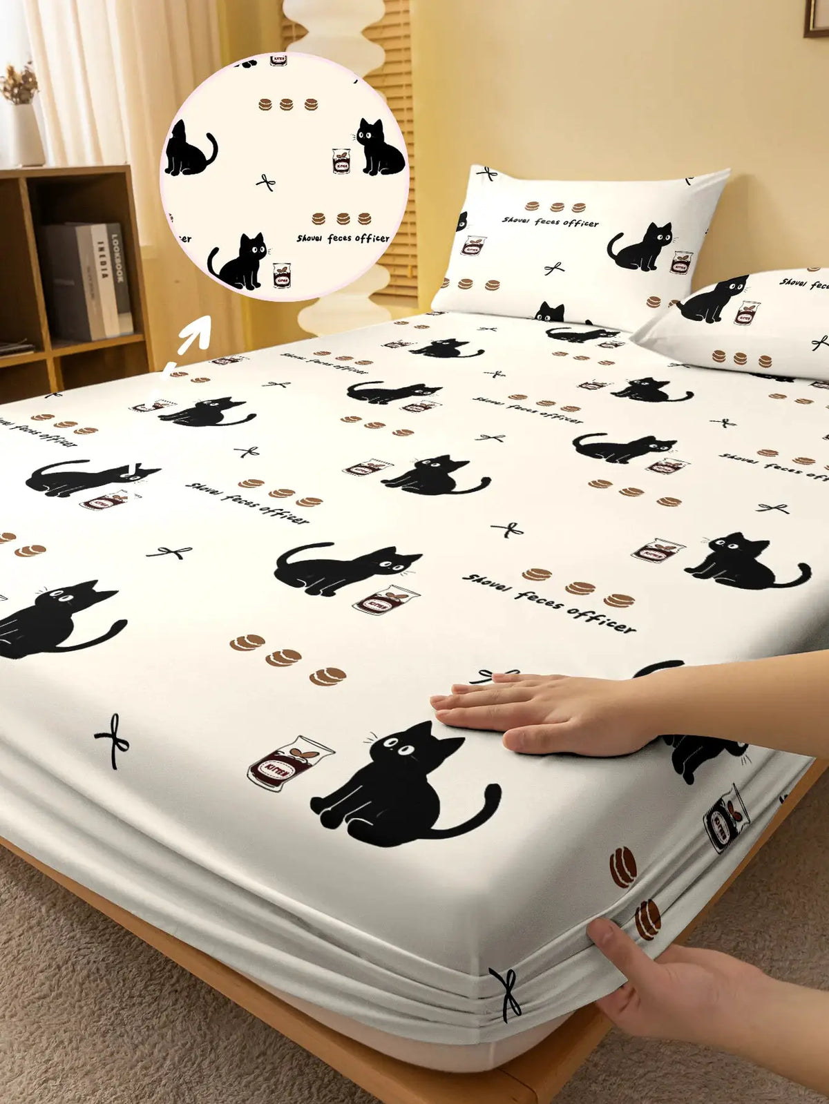 1 Cartoon Cute animal Cat printed matte Fitted Sheet, bedroom printed bed cover, bedding (excluding pillowcases) from PriceLows™