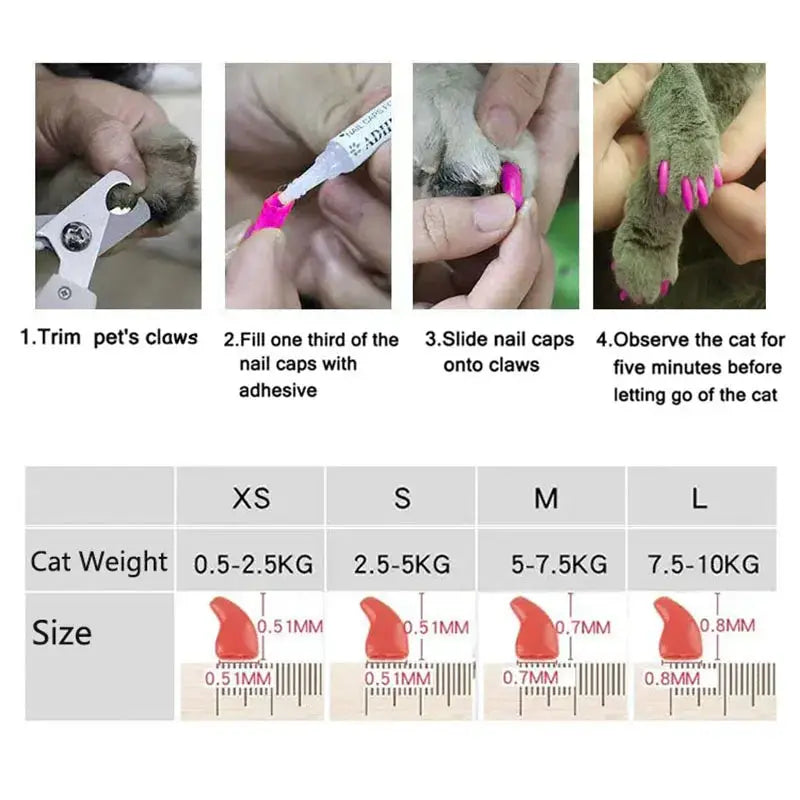 Cat Nail Caps | Soft Plastic With Glue | PriceLows™
