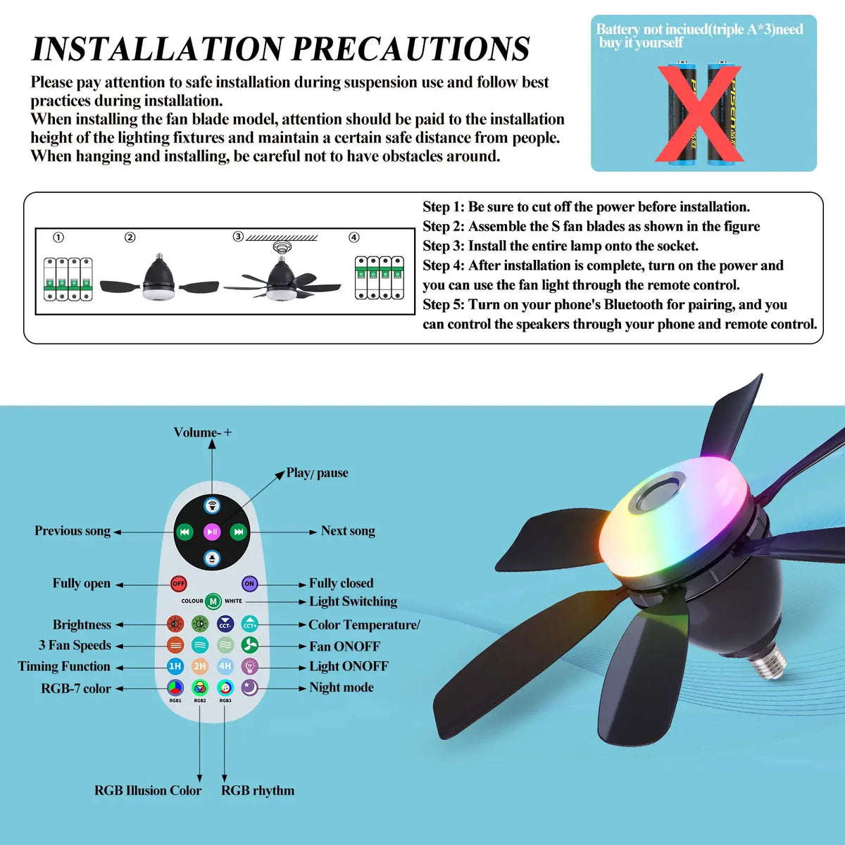Ceiling Fan | E27 Base Bluetooth Speaker | PriceLows™