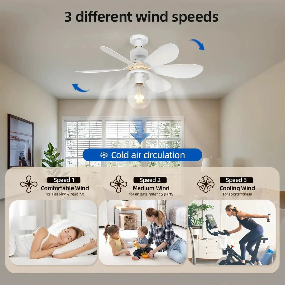 Ceiling Fan With Light | E27 Base | PriceLows™