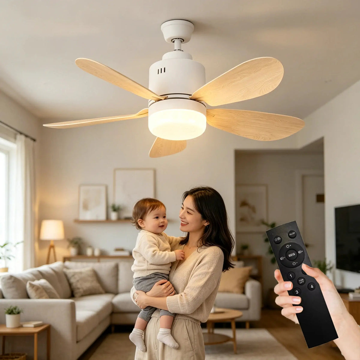Ceiling Fan With Light | E27 Base Remote | PriceLows™