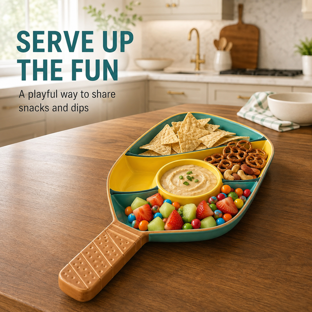 Ceramic Pickleball Paddle Serving Tray Durable Tableware