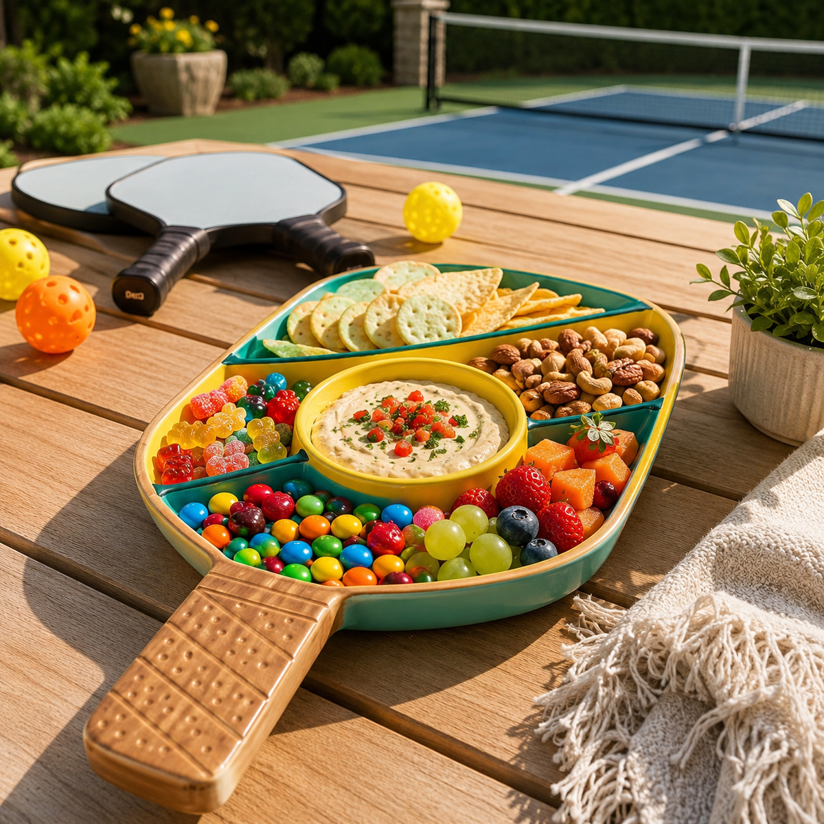 Ceramic Pickleball Paddle Serving Tray Durable Tableware