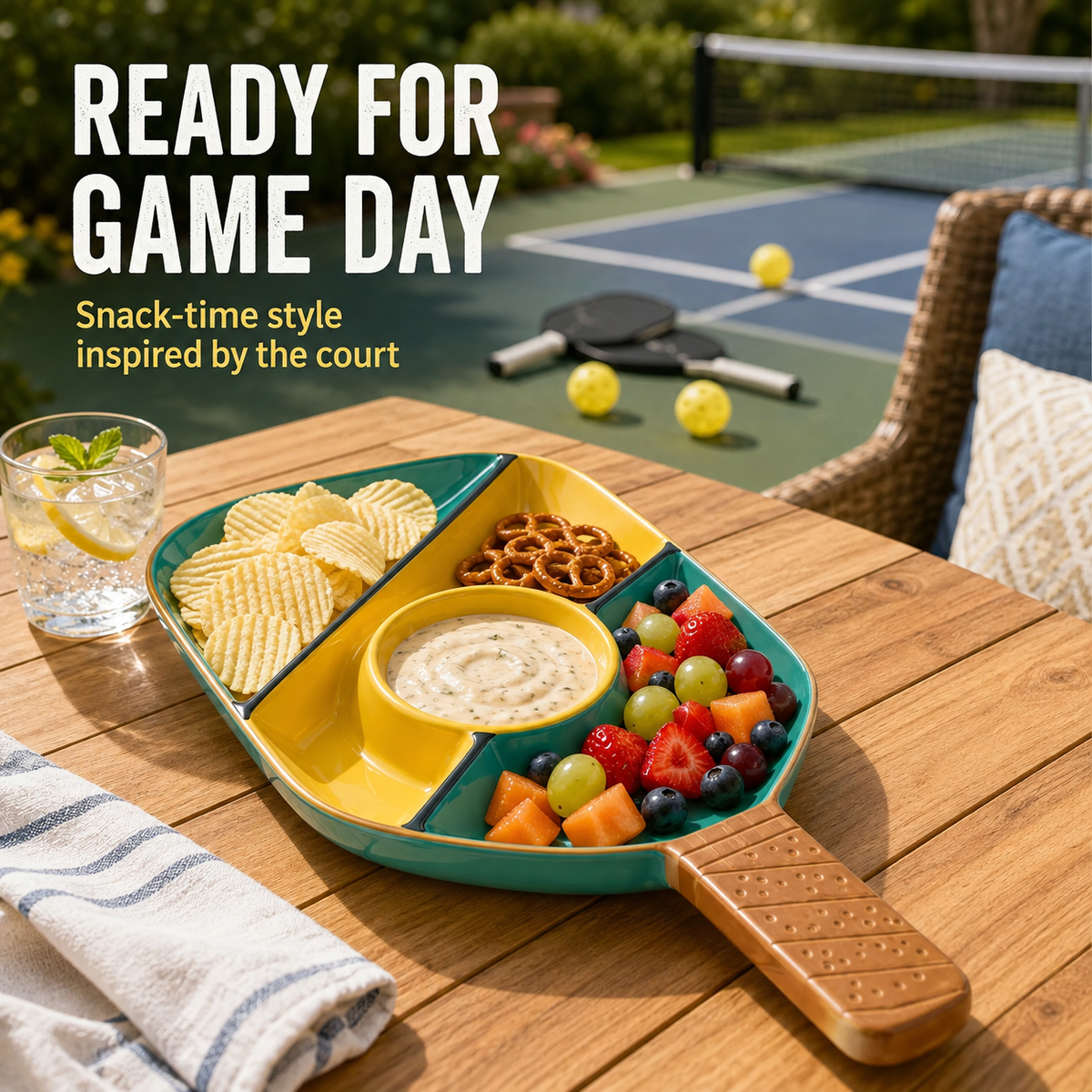 Ceramic Pickleball Paddle Serving Tray Durable Tableware