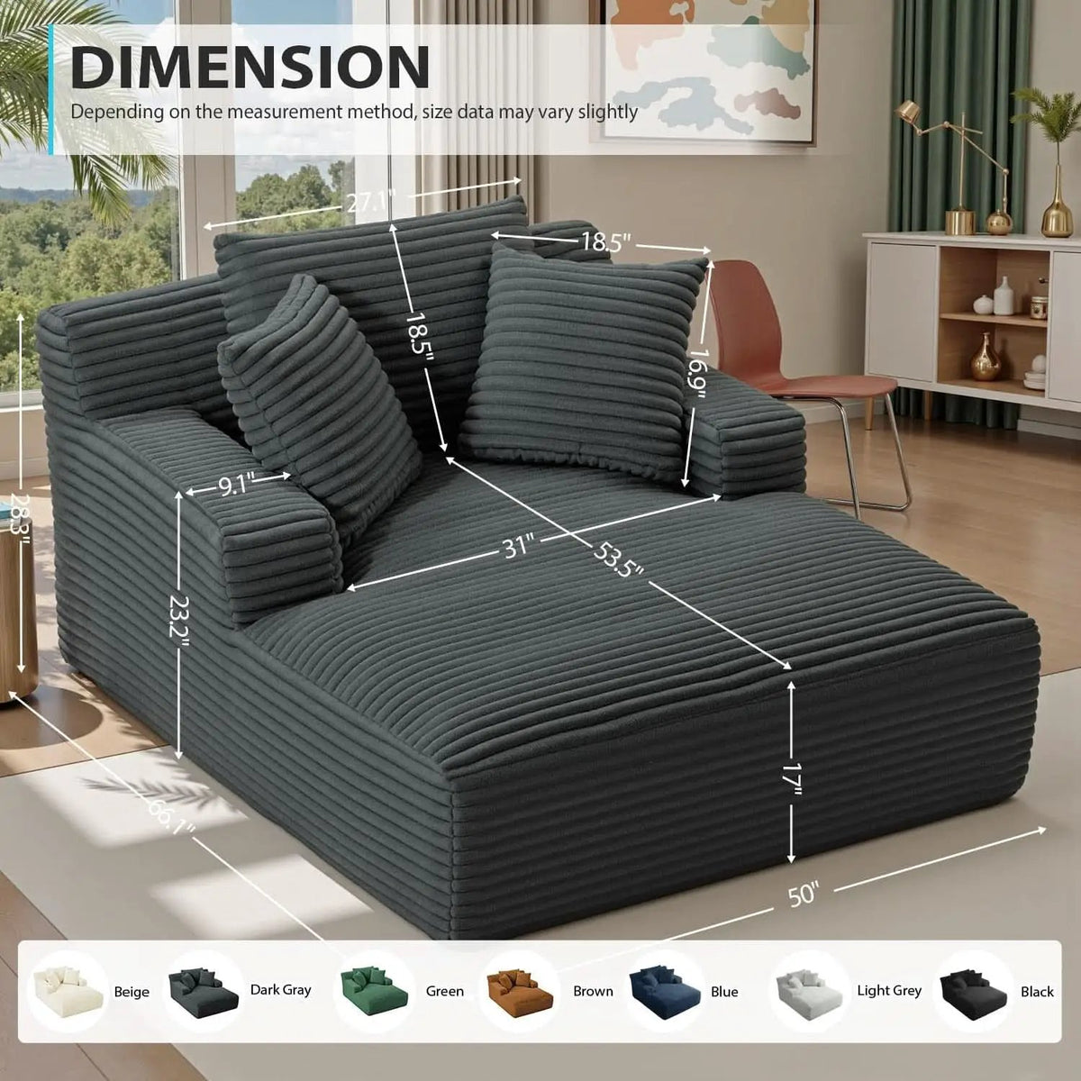 Sumptuously Oversized Dark Grey Chaise Lounge Chair from PriceLows™