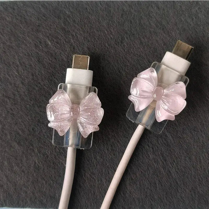 Charger Cable Protector | Pink Bow 2pc | PriceLows™