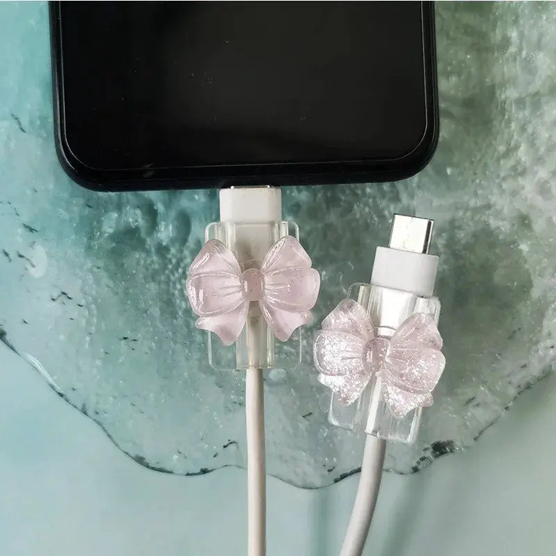Charger Cable Protector | Pink Bow 2pc | PriceLows™