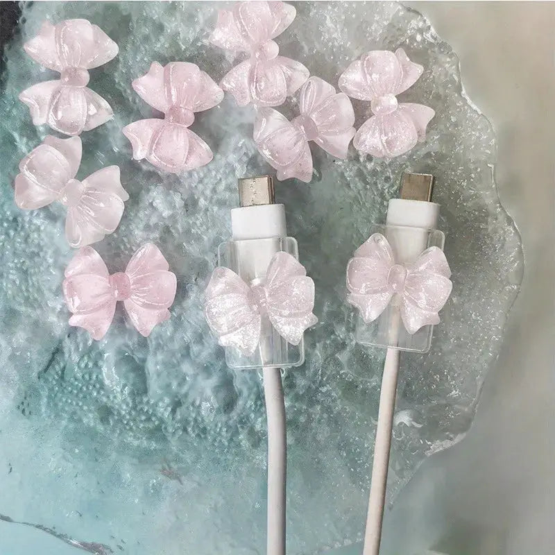 Charger Cable Protector | Pink Bow 2pc | PriceLows™