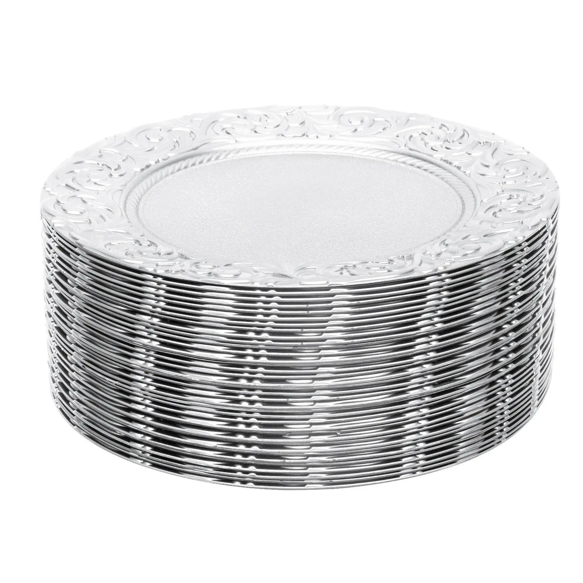 Charger Plates 100-Piece Set Round Reusable Serving Plates Gold Black Silver Green for Wedding Banquet Party Decor from PriceLows™