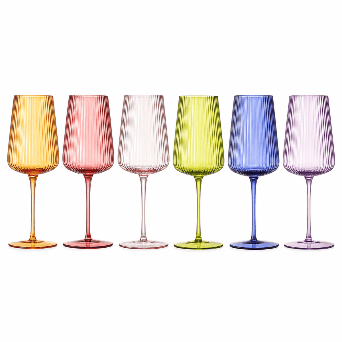 Rhea Ribbed Stemmed Wine Glassware | 19 oz | Set of 6 | Entertaining