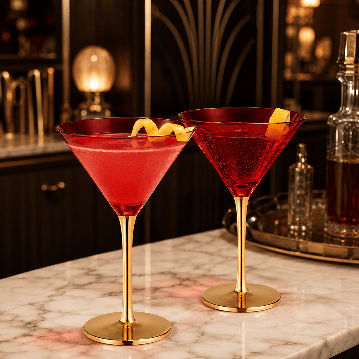 Deco Martini Cocktail Glassware | 8 oz | Set of 2 | Entertaining