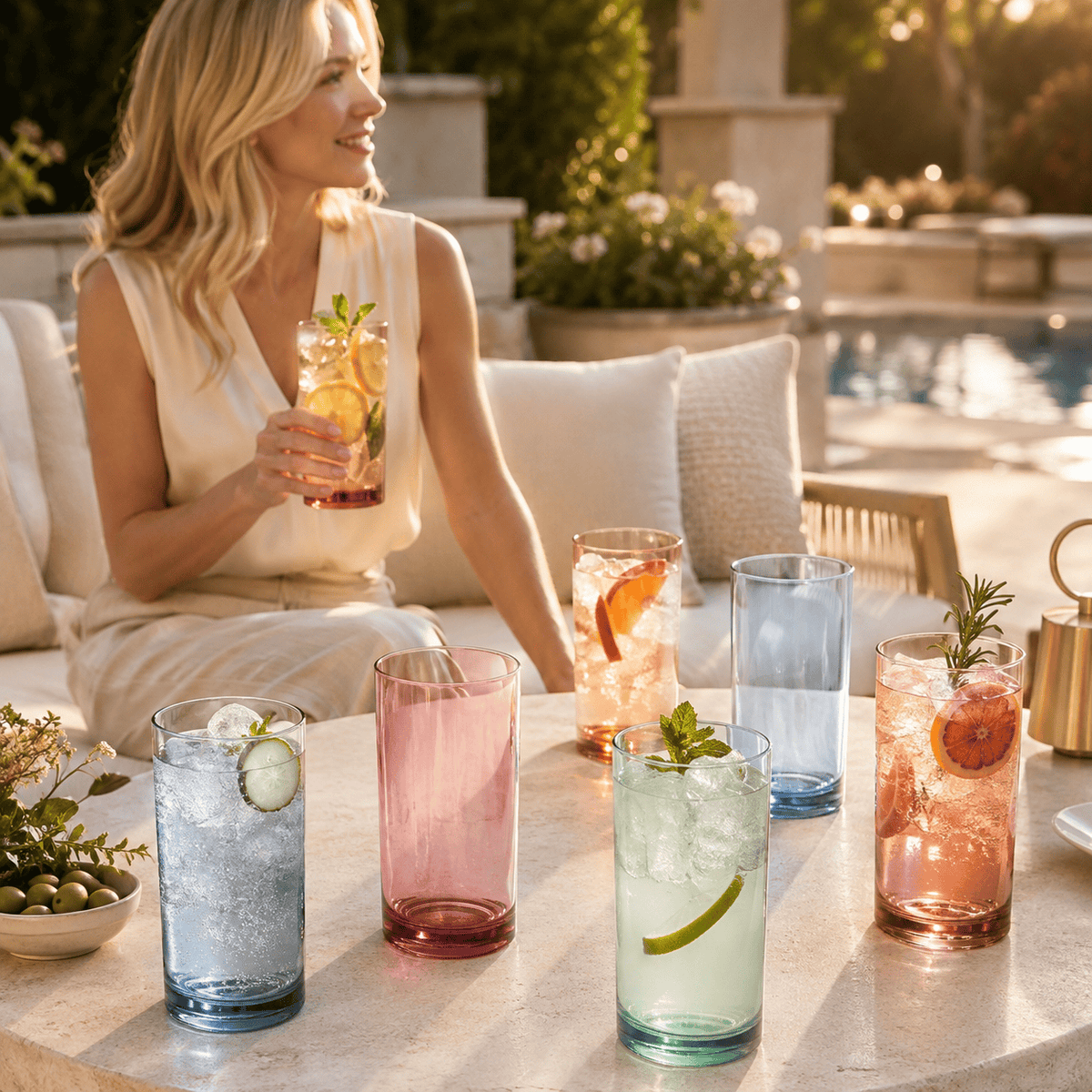 Eze Acrylic Highball Glassware | 16 oz | Set of 8 | Acrylic