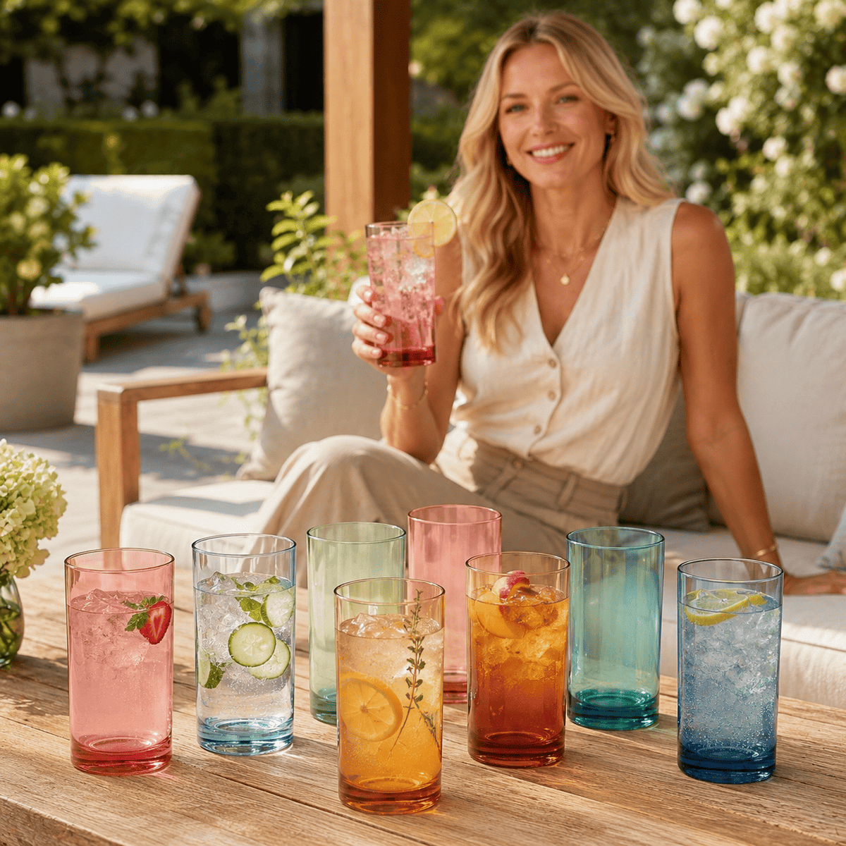 Eze Acrylic Highball Glassware | 16 oz | Set of 8 | Acrylic