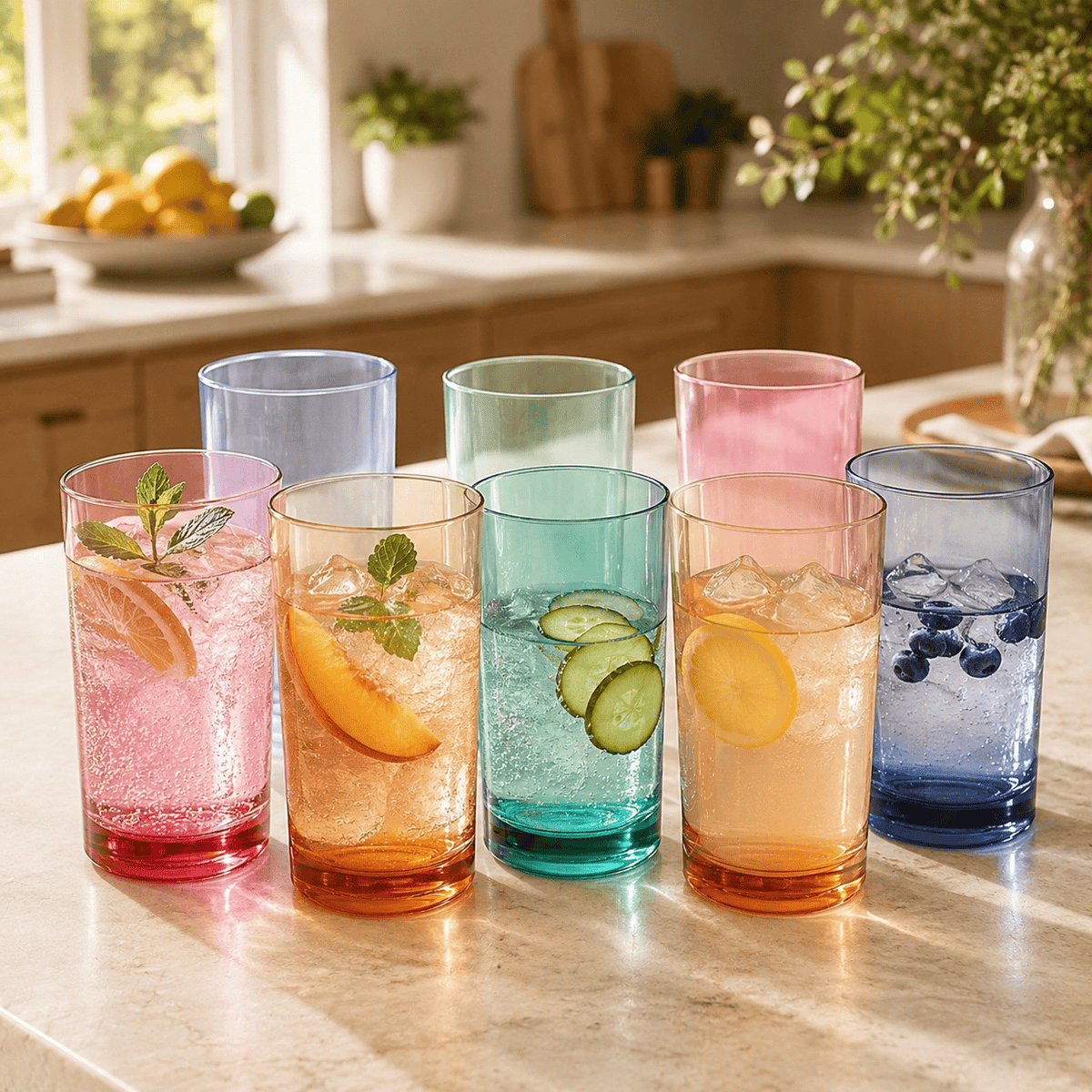 Eze Acrylic Highball Glassware | 16 oz | Set of 8 | Acrylic