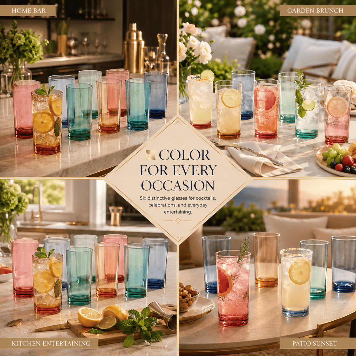 Eze Acrylic Highball Glassware | 16 oz | Set of 8 | Acrylic