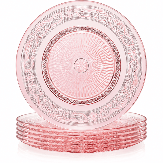Blush Vintage Glass Plate | Set of 6 | Glass | Entertaining