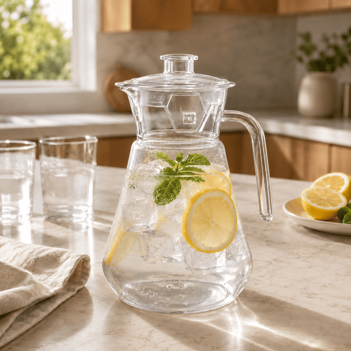 Barcelona Acrylic Pitcher with Lid | 49 oz | Acrylic | Entertaining