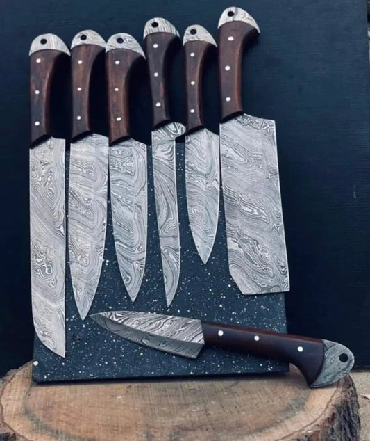 Chef Cutlery Set 13” Handmade Damascus Steel Chef Knife with Rosewood Handle | 8 Inch | Damascus Steel | Kitchen Knives Set
