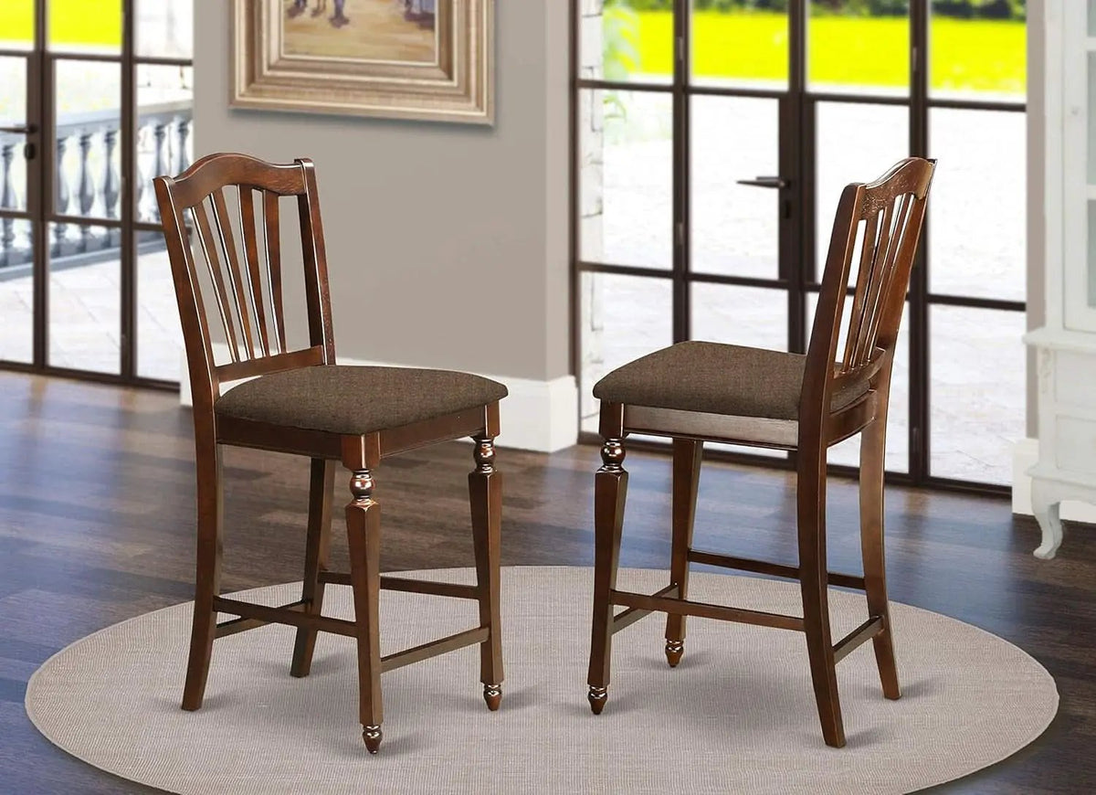 Chelsea Counter Height Stools Mahogany Linen Set Of 2 from PriceLows™