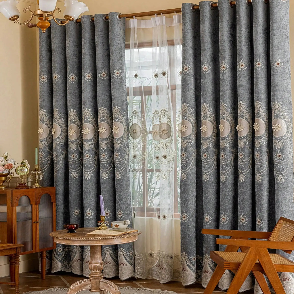 Chenille Floral Curtain | Premium Polyester | PriceLows™
