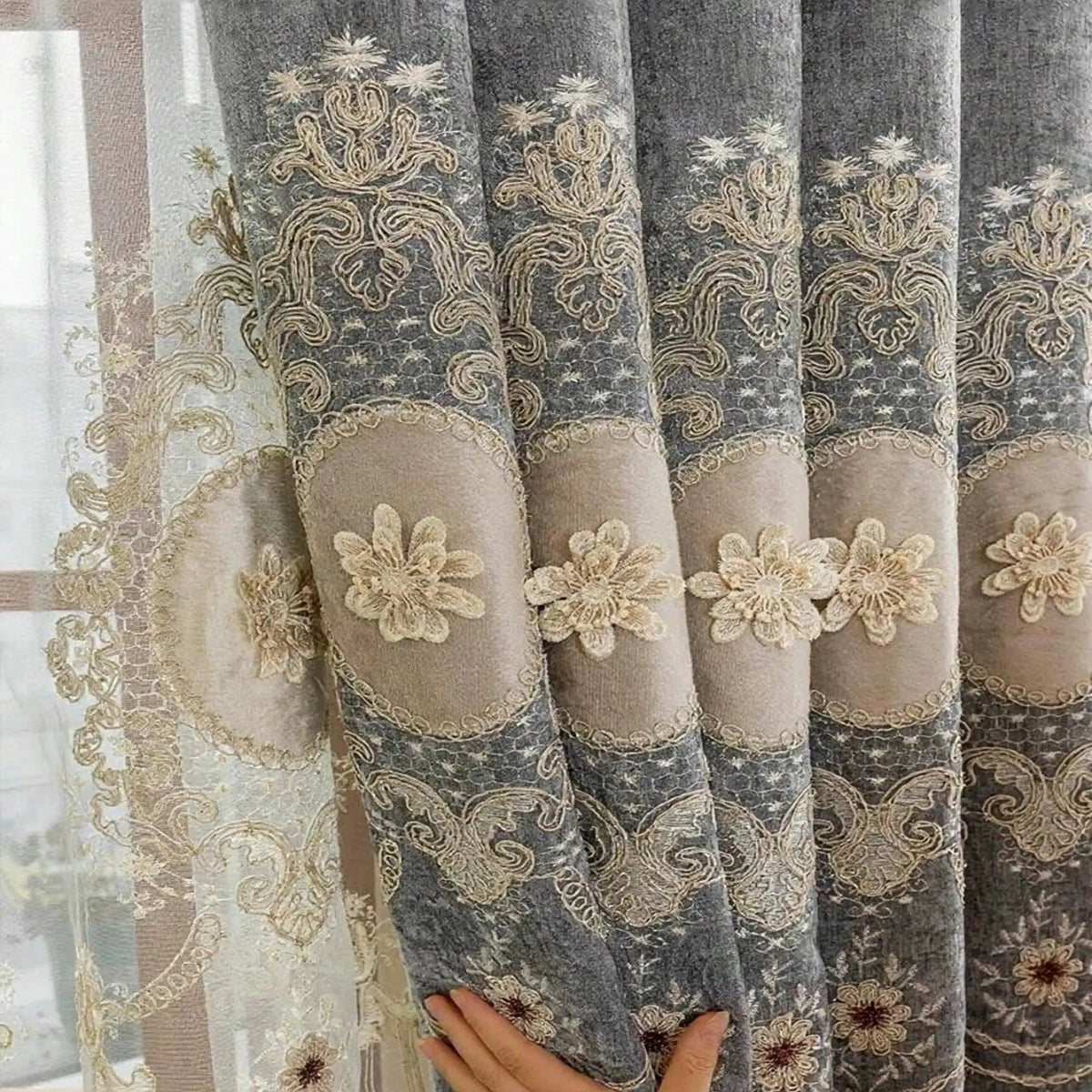 Chenille Floral Curtain | Premium Polyester | PriceLows™