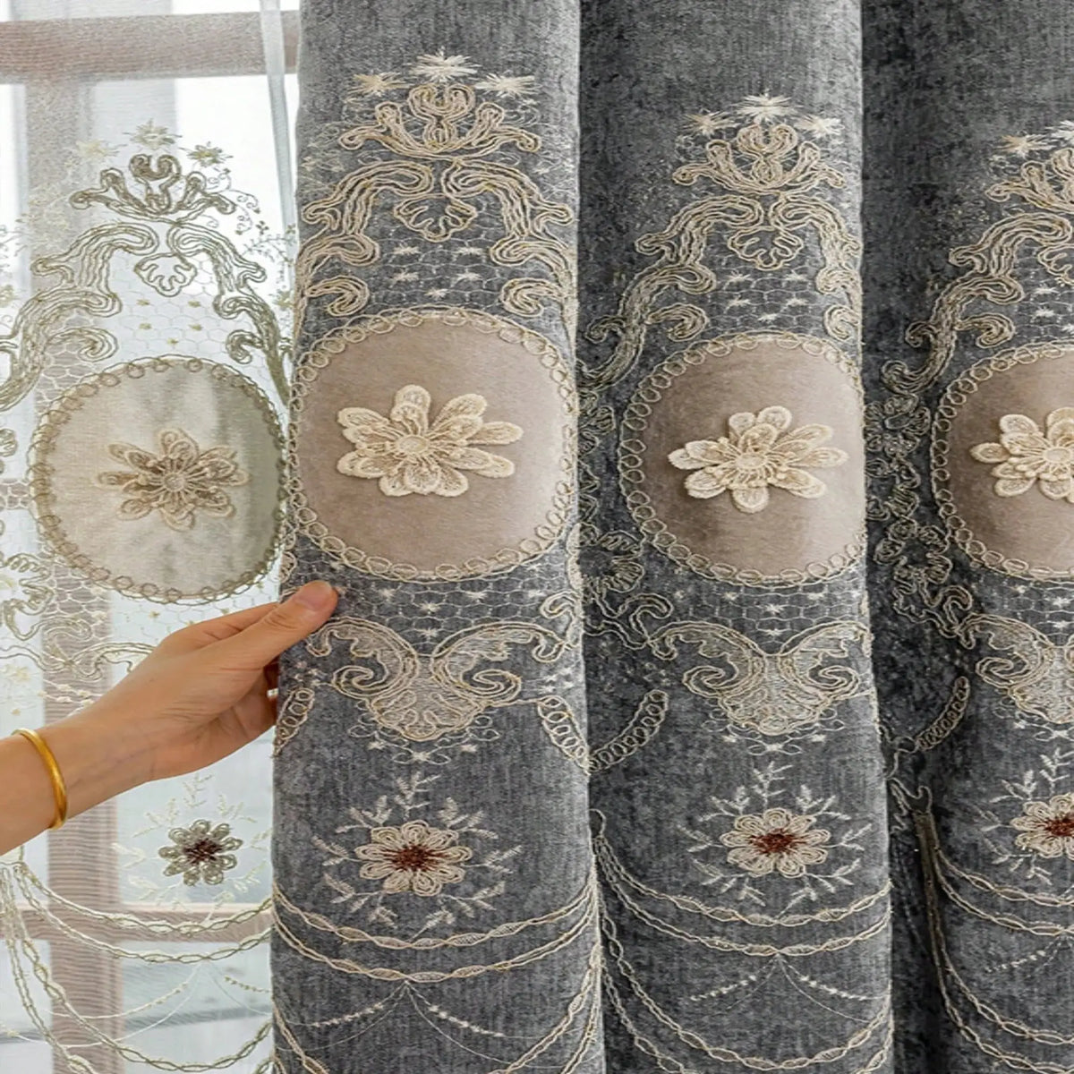 Chenille Floral Curtain | Premium Polyester | PriceLows™