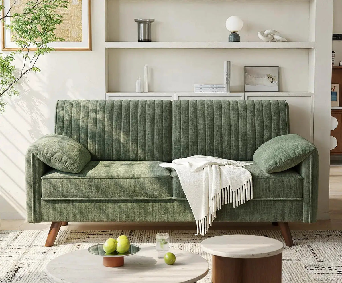 Chenille Loveseat Sofa | 64.5 Inch Length | Deep Seat Arms | Customized from PriceLows™