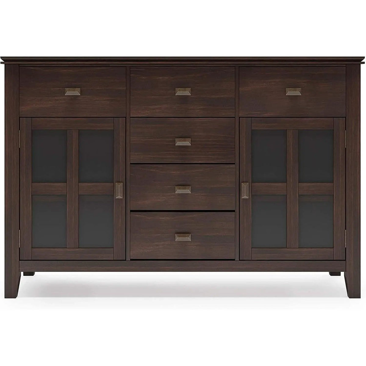 Chestnut Brown Contemporary Sideboard With Glass Doors from PriceLows™