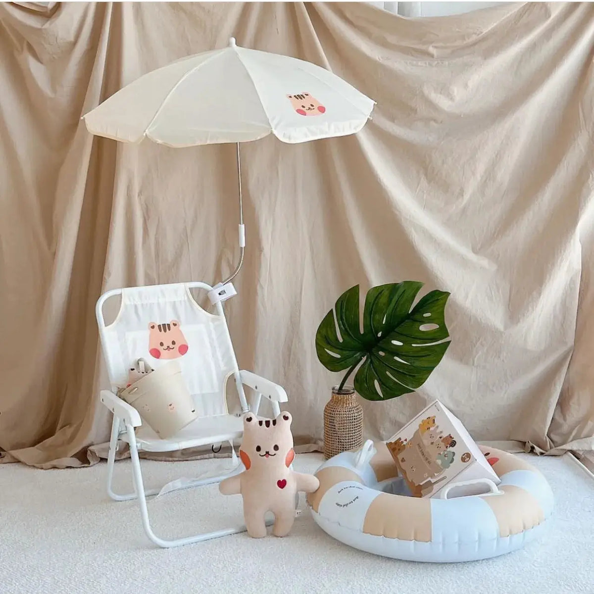 Children's Outdoor Beach Chair With Umbrella Cute Ins Wind Portable Folding Chair Seaside Photo With Parasol Back Chair from PriceLows™