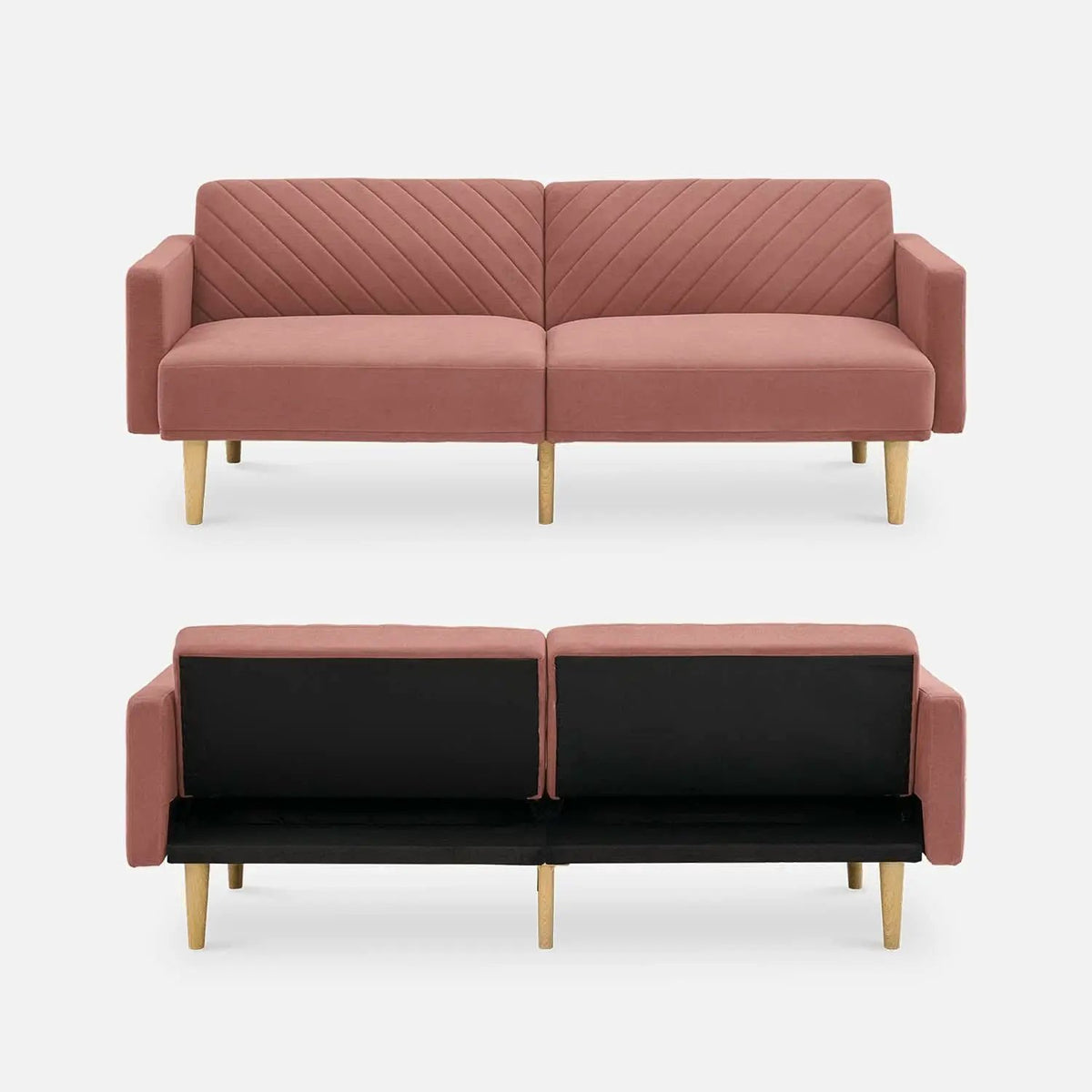 Chloe Futon Sofa Bed With Adjustable Back And Tapered Legs from PriceLows™