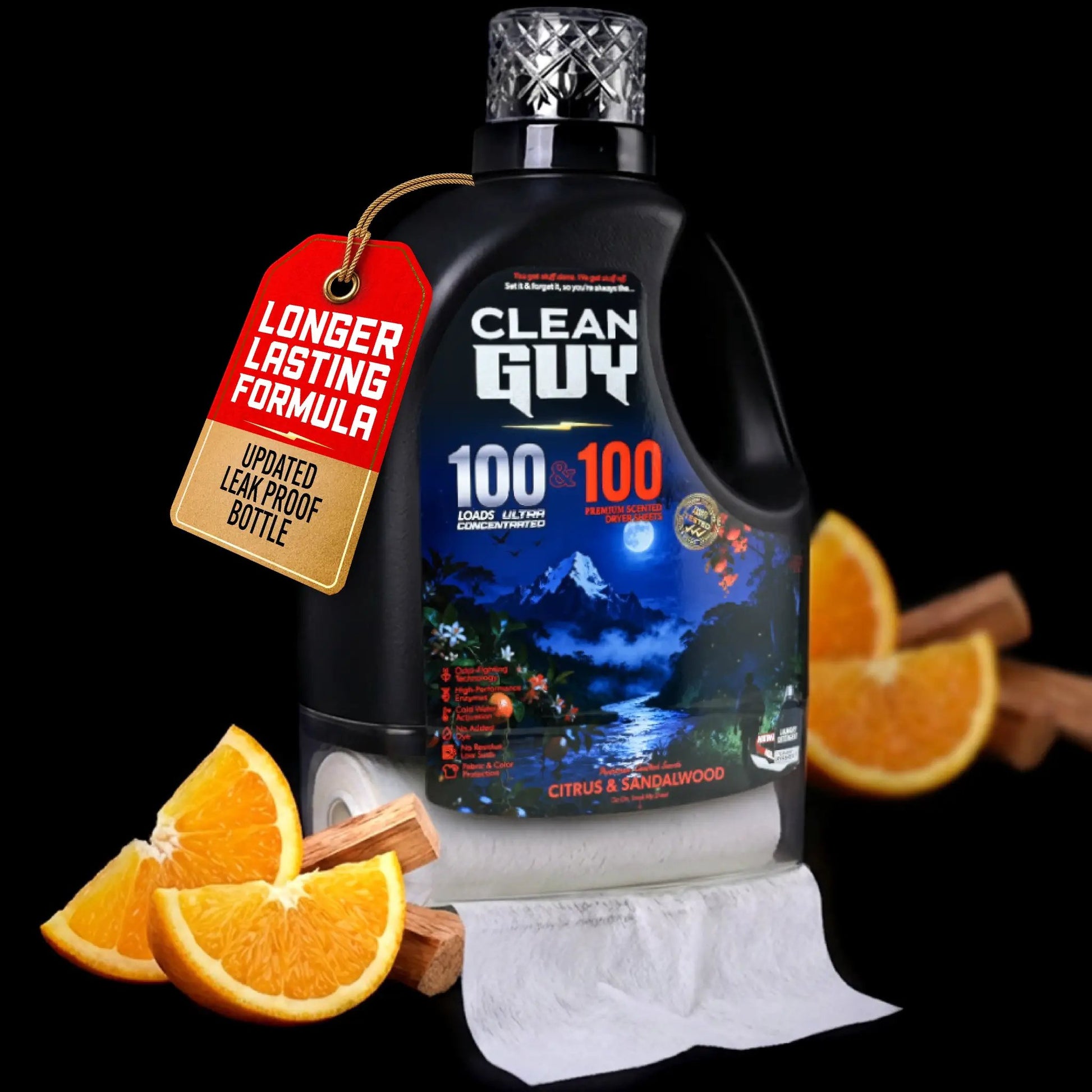 Heavy Duty Premium Laundry Detergent + Built-In Dryer Sheets (100 Loads) - CITRUS & SANDALWOOD from PriceLows™
