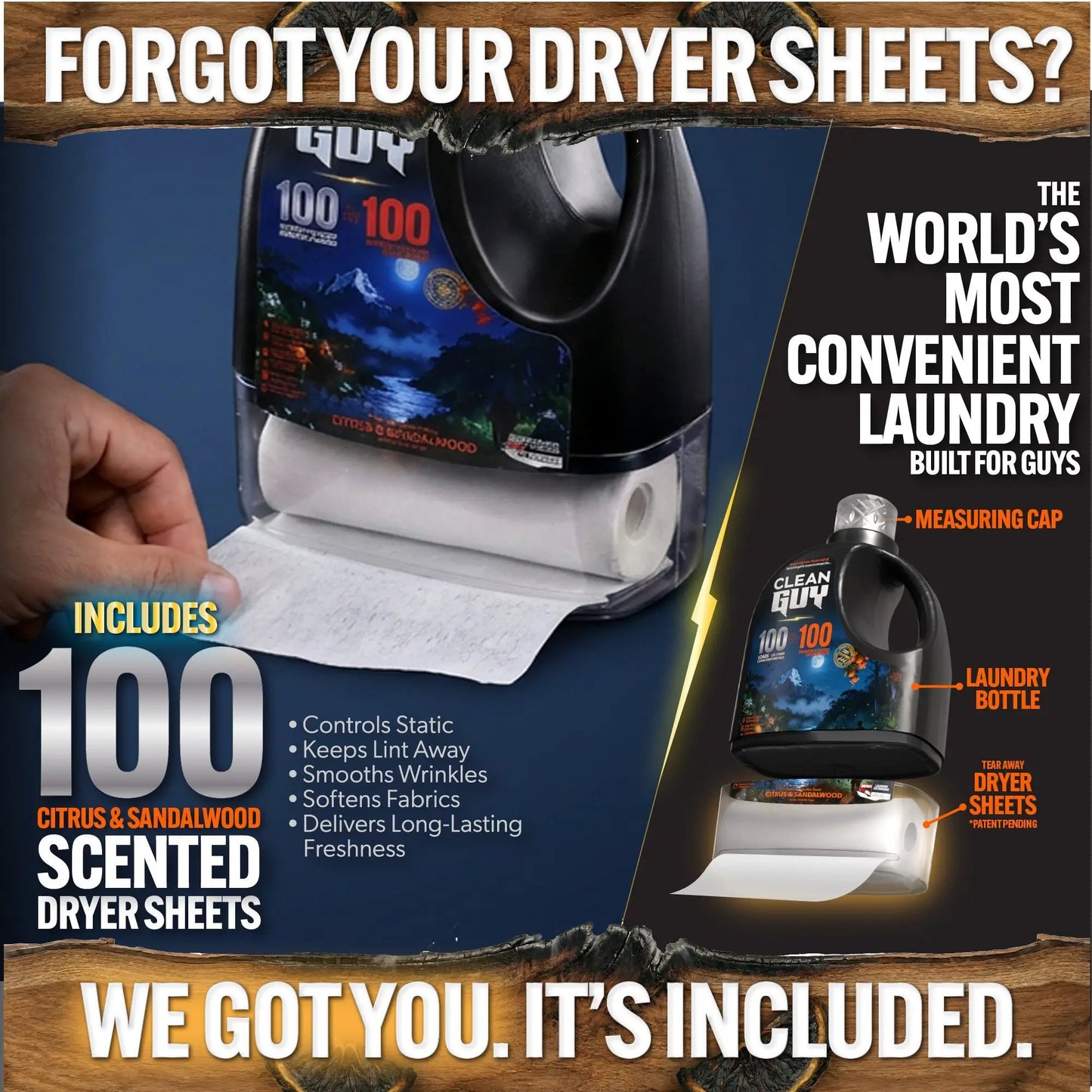 Heavy Duty Premium Laundry Detergent + Built-In Dryer Sheets (100 Loads) - CITRUS & SANDALWOOD from PriceLows™