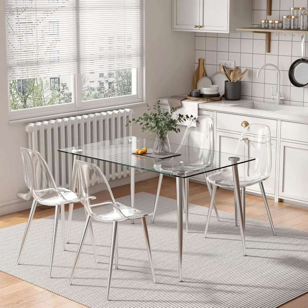 Clear Acrylic Dining Chairs Set Of 4 With Metal Legs from PriceLows™