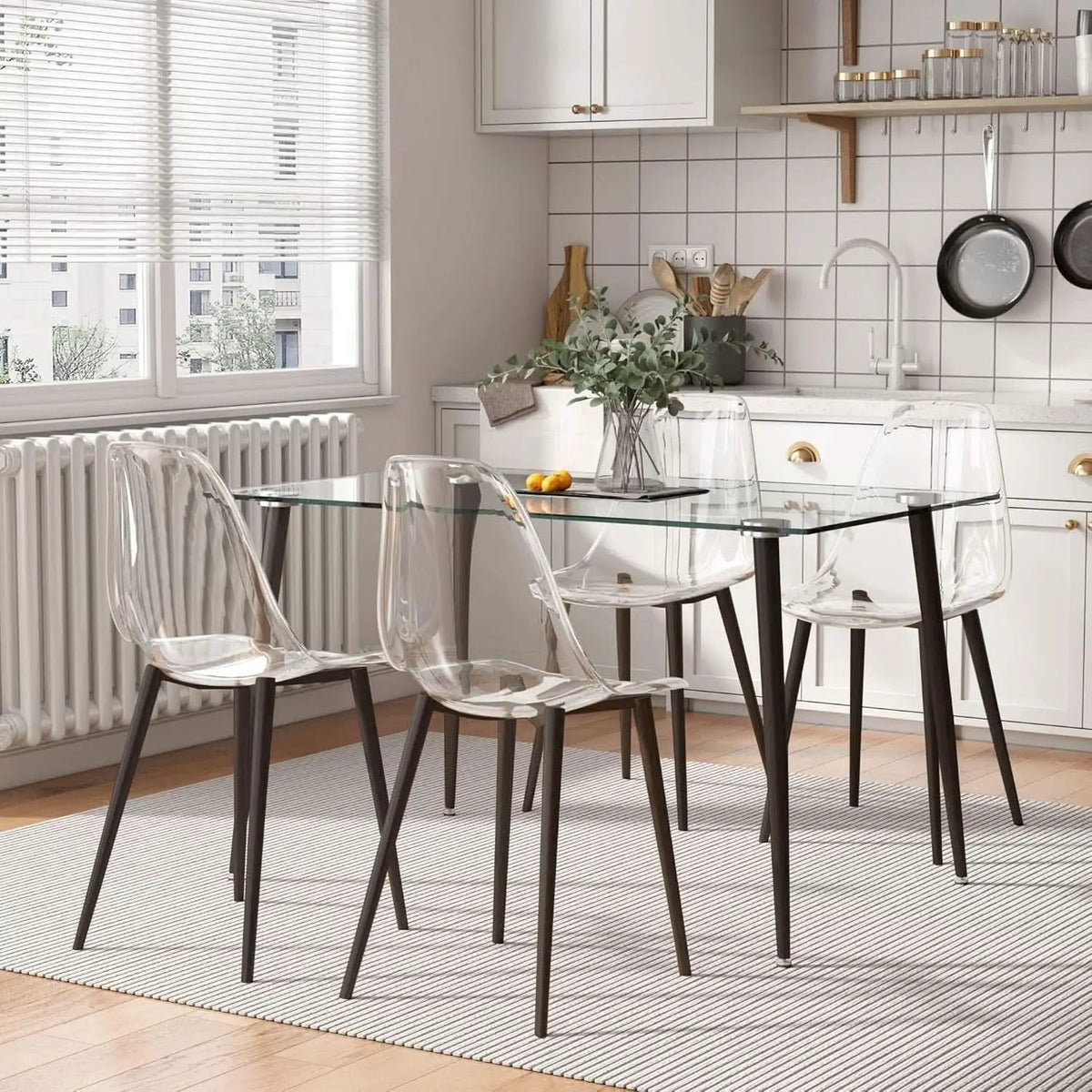 Clear Acrylic Dining Chairs Set of 4 With Black Legs from PriceLows™