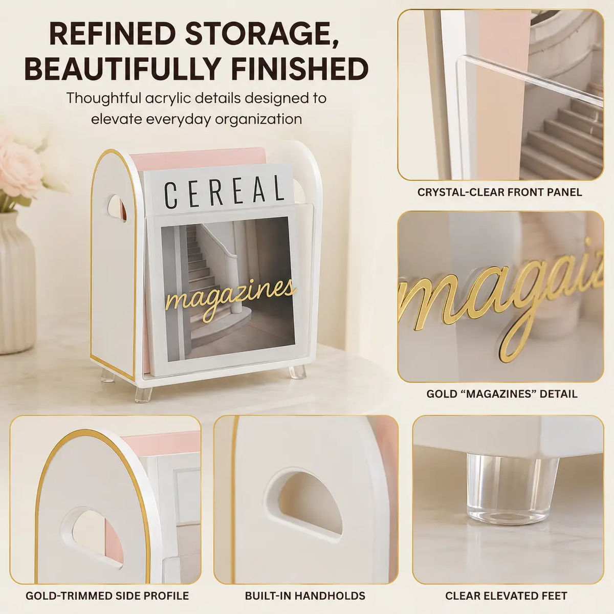 Clear Acrylic Magazine Holder Desk Organizer Durable