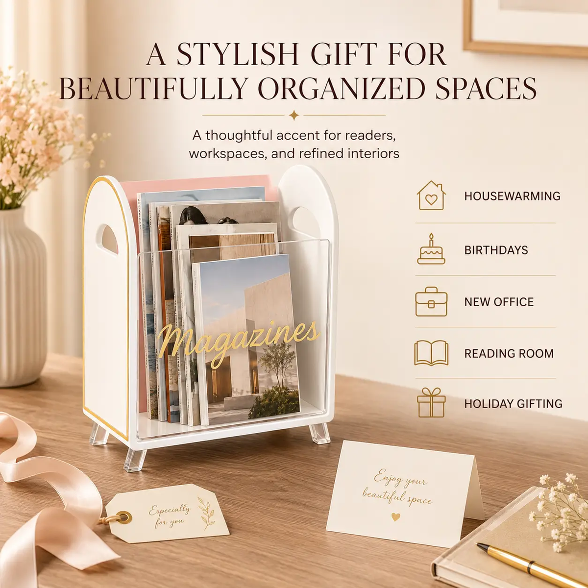 Clear Acrylic Magazine Holder Desk Organizer Durable